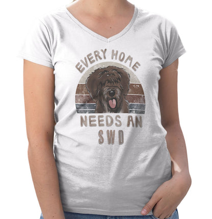 Every Home Needs a Spanish Wate rDog - Women's V-Neck T-Shirt
