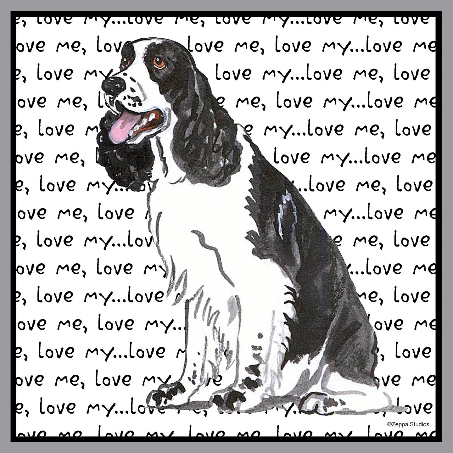 Black and White Springer Love Text - Adult Unisex Crewneck Sweatshirt