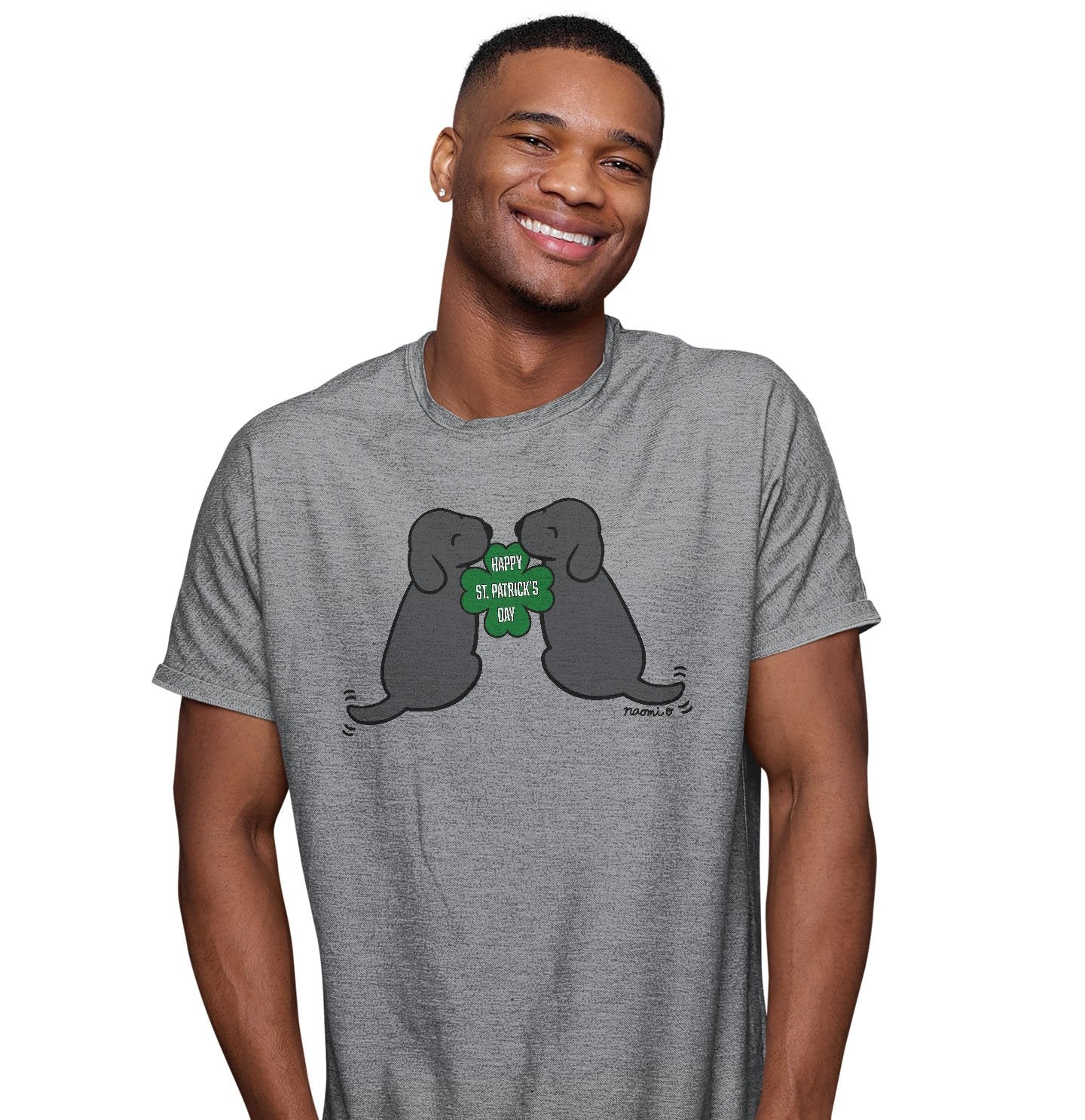 Happy St. Patrick's Day Black Lab Puppies - Adult Unisex T-Shirt