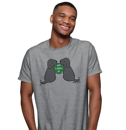 Happy St. Patrick's Day Black Lab Puppies - Adult Unisex T-Shirt