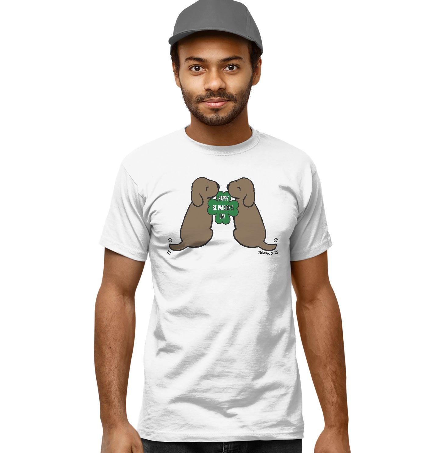 Happy St. Patrick's Day Chocolate Lab Puppies - Adult Unisex T-Shirt