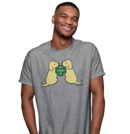 Happy St. Patrick's Day Yellow Lab Puppies - Adult Unisex T-Shirt