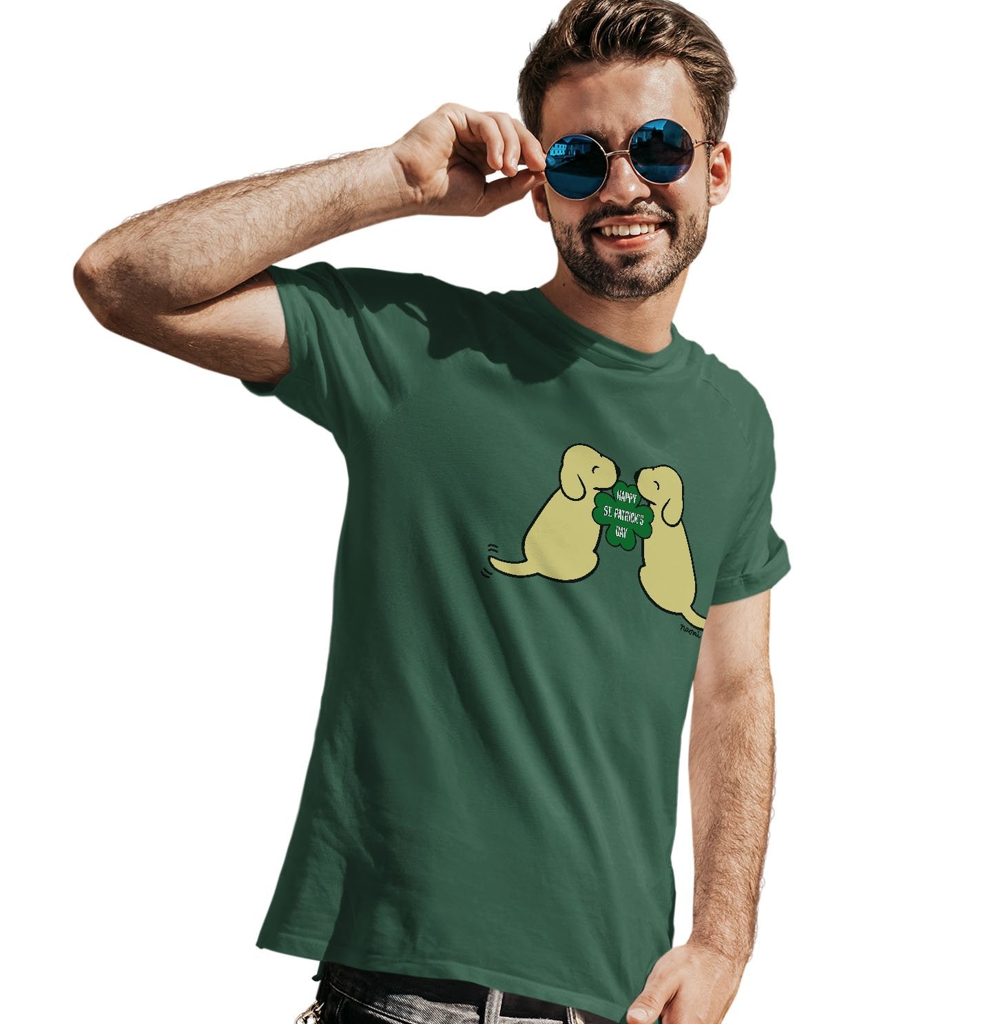 Animal Pride - Happy St. Patrick's Day Yellow Lab Puppies - Adult Unisex T-Shirt