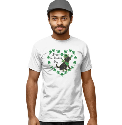 St. Patrick's Day Clover Heart Black Lab - Adult Unisex T-Shirt