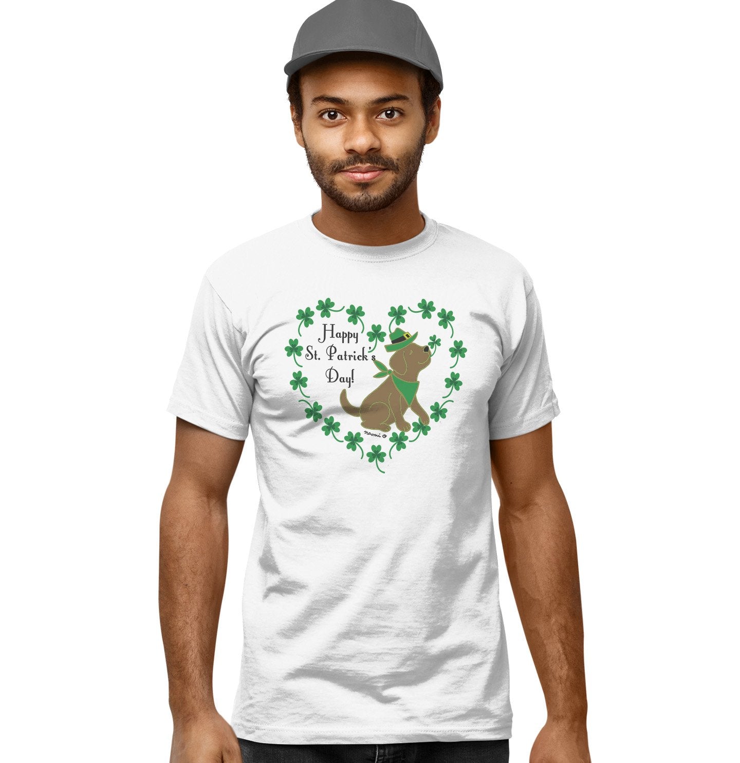 St. Patrick's Day Clover Heart Chocolate Lab - Adult Unisex T-Shirt