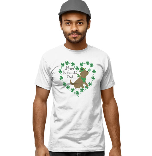 St. Patrick's Day Clover Heart Chocolate Lab - Adult Unisex T-Shirt