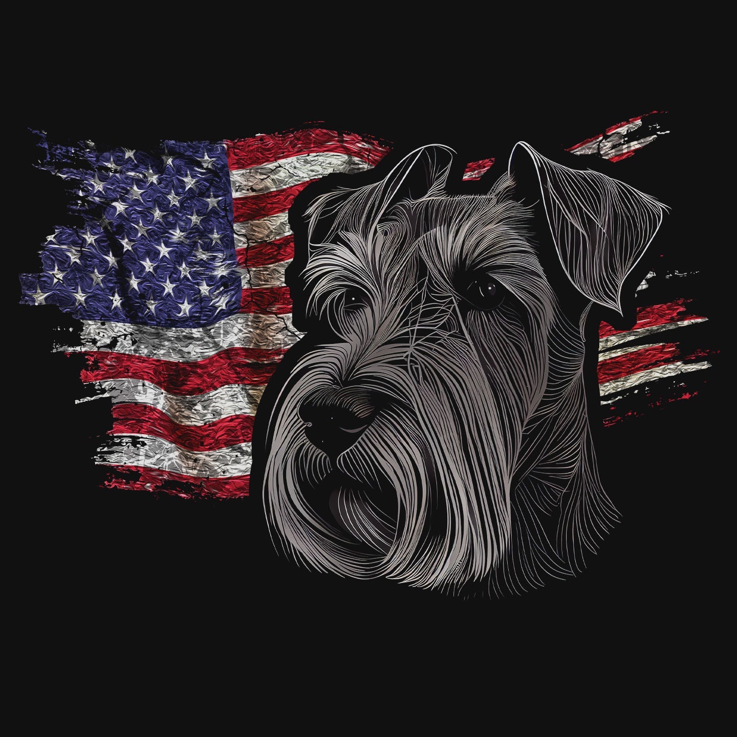 Patriotic Standard Schnauzer American Flag - Adult Unisex T-Shirt