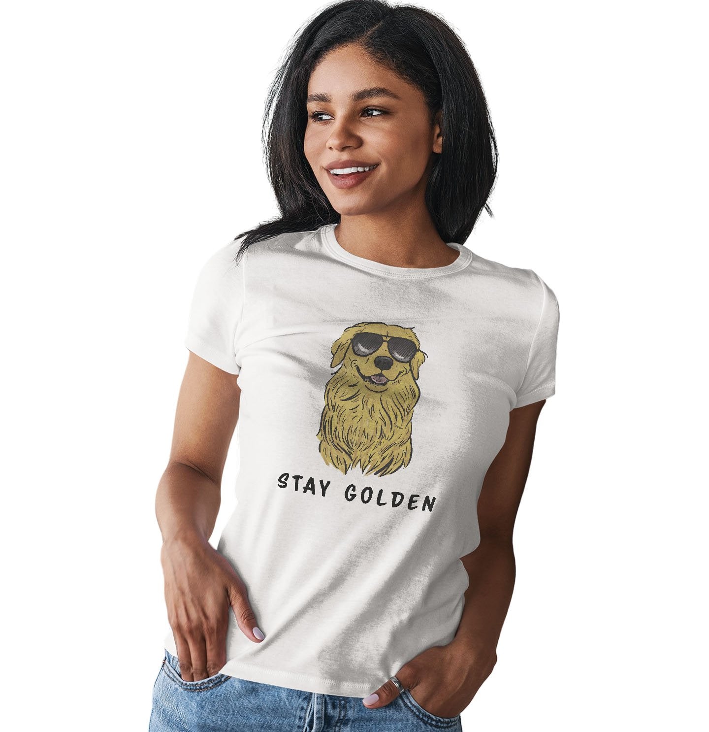 Stay Golden Retriever - Women's Fitted T-Shirt