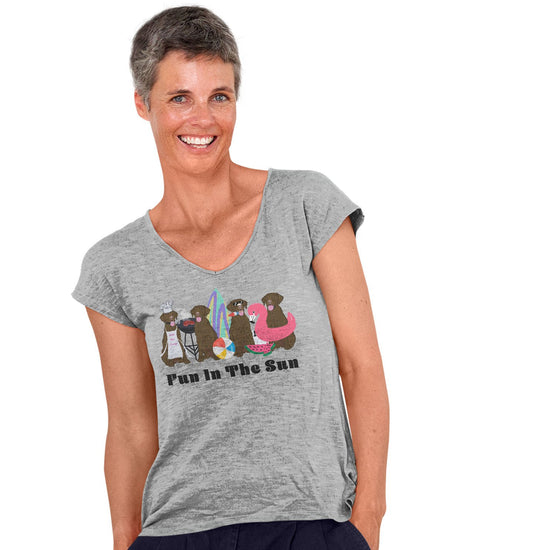 Summer Lineup Chocolate Lab  - Women's V-Neck T-Shirt