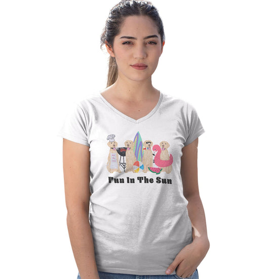 Summer Lineup Yellow Lab  - Women's V-Neck T-Shirt