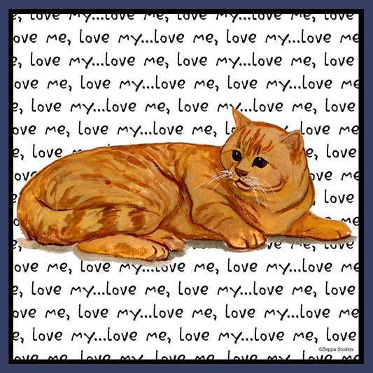 Orange Tabby Love Text - Adult Unisex Crewneck Sweatshirt