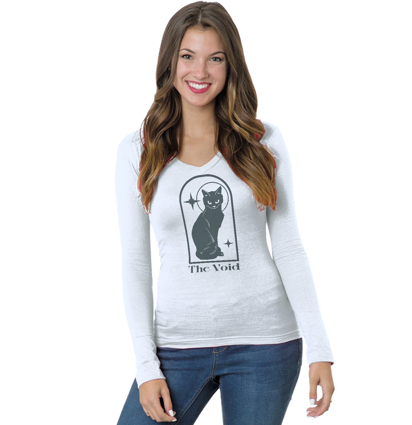 The Void Cat - Women's V-Neck Long Sleeve T-Shirt