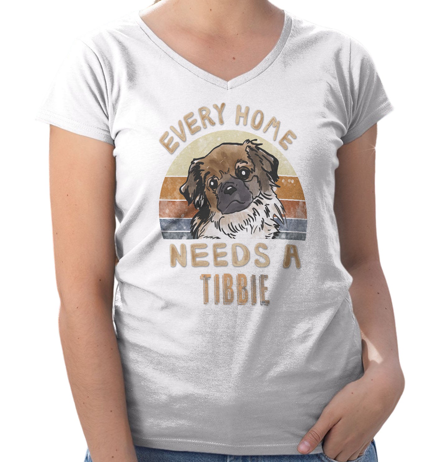 Every Home Needs a Tibetan Spaniel - Women's V-Neck T-Shirt