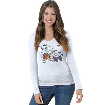 Tis the Halloween Season - Women's V-Neck Long Sleeve T-Shirt