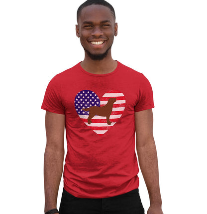 USA Flag Chocolate Lab Silhouette - Adult Unisex T-Shirt