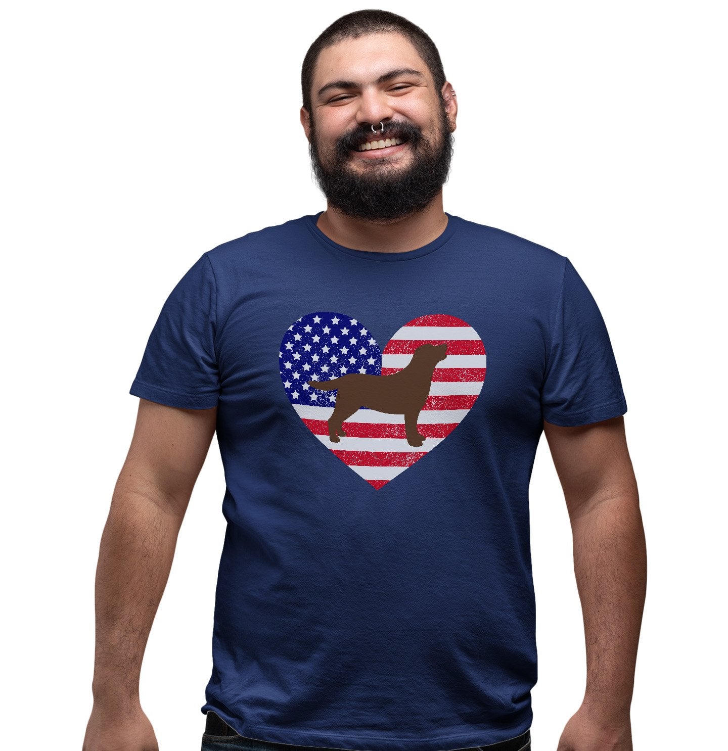 USA Flag Chocolate Lab Silhouette - Adult Unisex T-Shirt