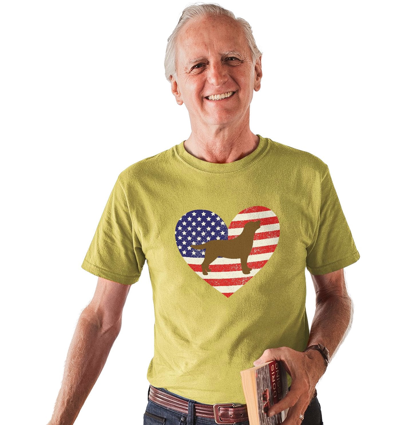 USA Flag Chocolate Lab Silhouette - Adult Unisex T-Shirt