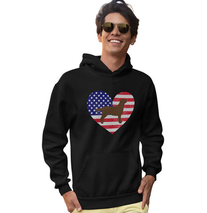 USA Flag Chocolate Lab Silhouette - Adult Unisex Hoodie Sweatshirt