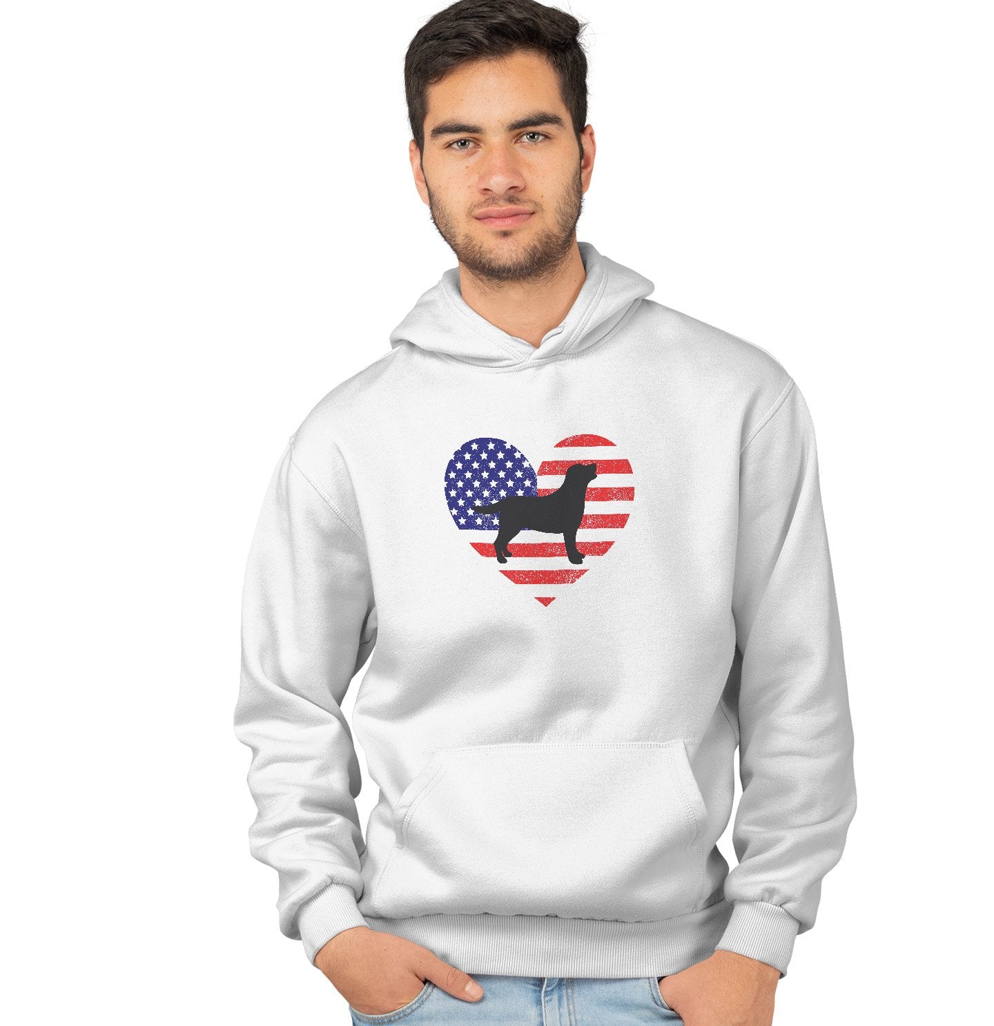 USA Flag Lab Silhouette - Adult Unisex Hoodie Sweatshirt