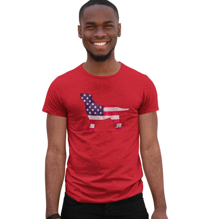 USA Flag Pattern Lab Silhouette - Adult Unisex T-Shirt