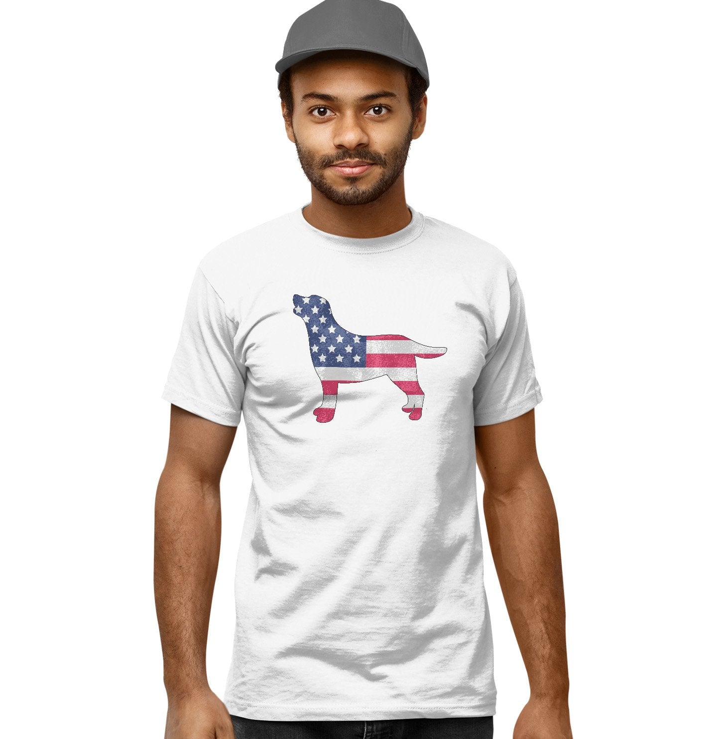 USA Flag Pattern Lab Silhouette - Adult Unisex T-Shirt