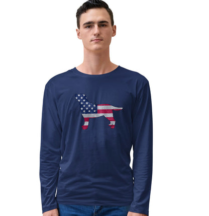 USA Flag Pattern Lab Silhouette - Adult Unisex Long Sleeve T-Shirt