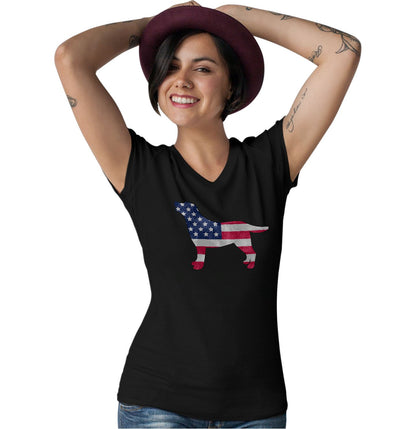 USA Flag Lab Silhouette - Women's V-Neck T-Shirt