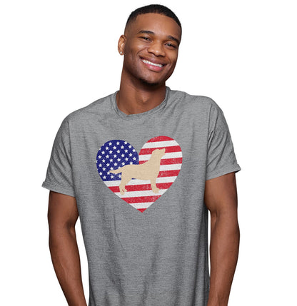 USA Flag Yellow Lab Silhouette - Adult Unisex T-Shirt