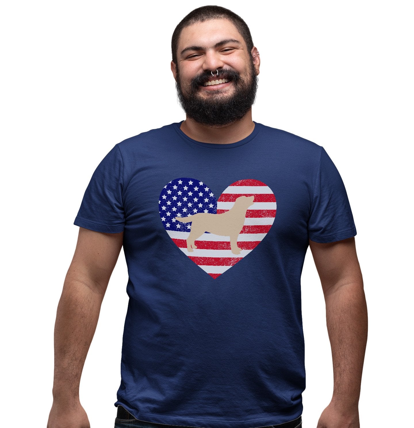 USA Flag Yellow Lab Silhouette - Adult Unisex T-Shirt