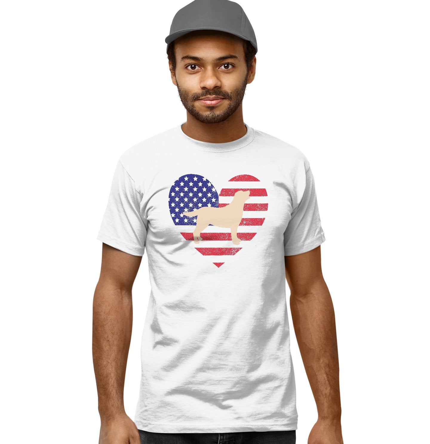 USA Flag Yellow Lab Silhouette - Adult Unisex T-Shirt