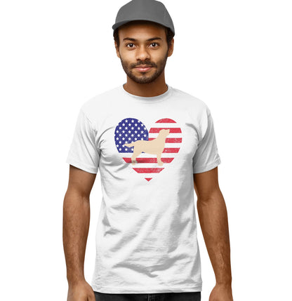 USA Flag Yellow Lab Silhouette - Adult Unisex T-Shirt