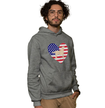 USA Flag Yellow Lab Silhouette - Adult Unisex Hoodie Sweatshirt