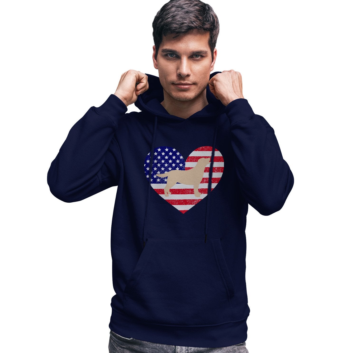 USA Flag Yellow Lab Silhouette - Adult Unisex Hoodie Sweatshirt