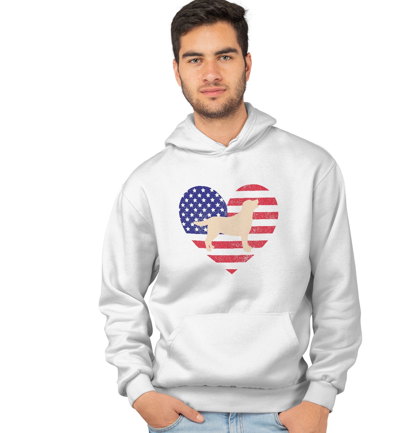 USA Flag Yellow Lab Silhouette - Adult Unisex Hoodie Sweatshirt