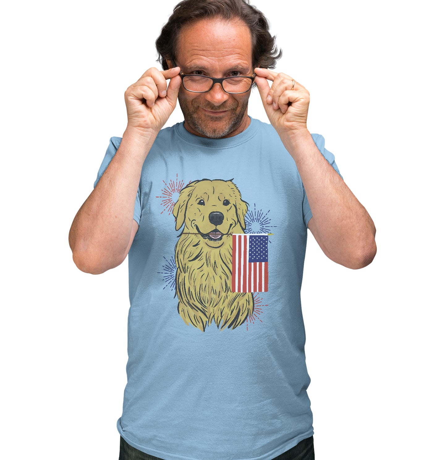 USA Flag Golden - Adult Unisex T-Shirt