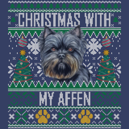 Ugly Sweater Christmas with My Affenpinscher - Adult Unisex Crewneck Sweatshirt