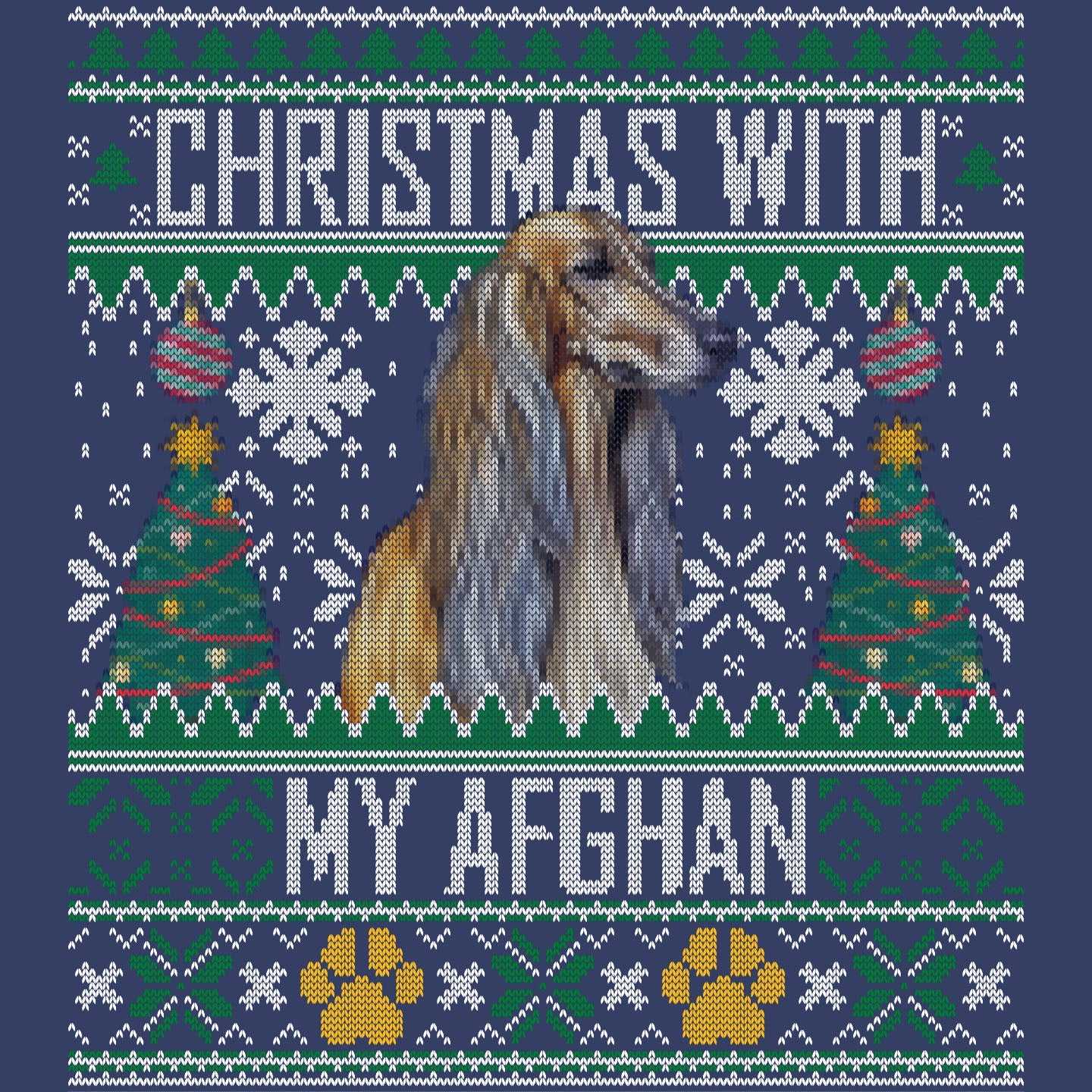 Ugly Sweater Christmas with My Afghan Hound - Adult Unisex Crewneck Sweatshirt