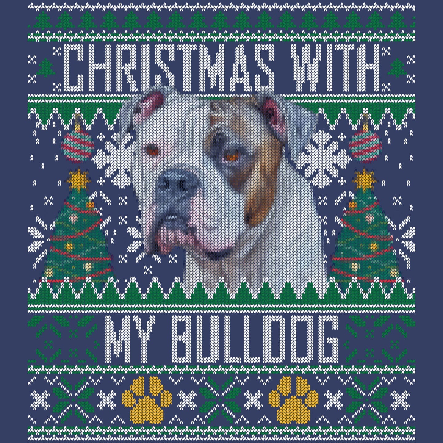 Ugly Sweater Christmas with My American Bulldog - Adult Unisex Crewneck Sweatshirt