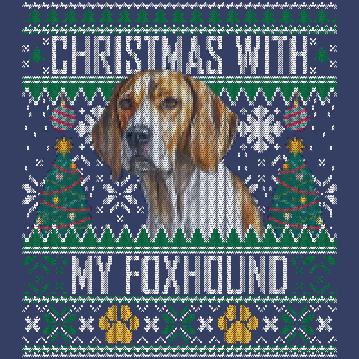 Ugly Sweater Christmas with My American Foxhound - Adult Unisex Crewneck Sweatshirt