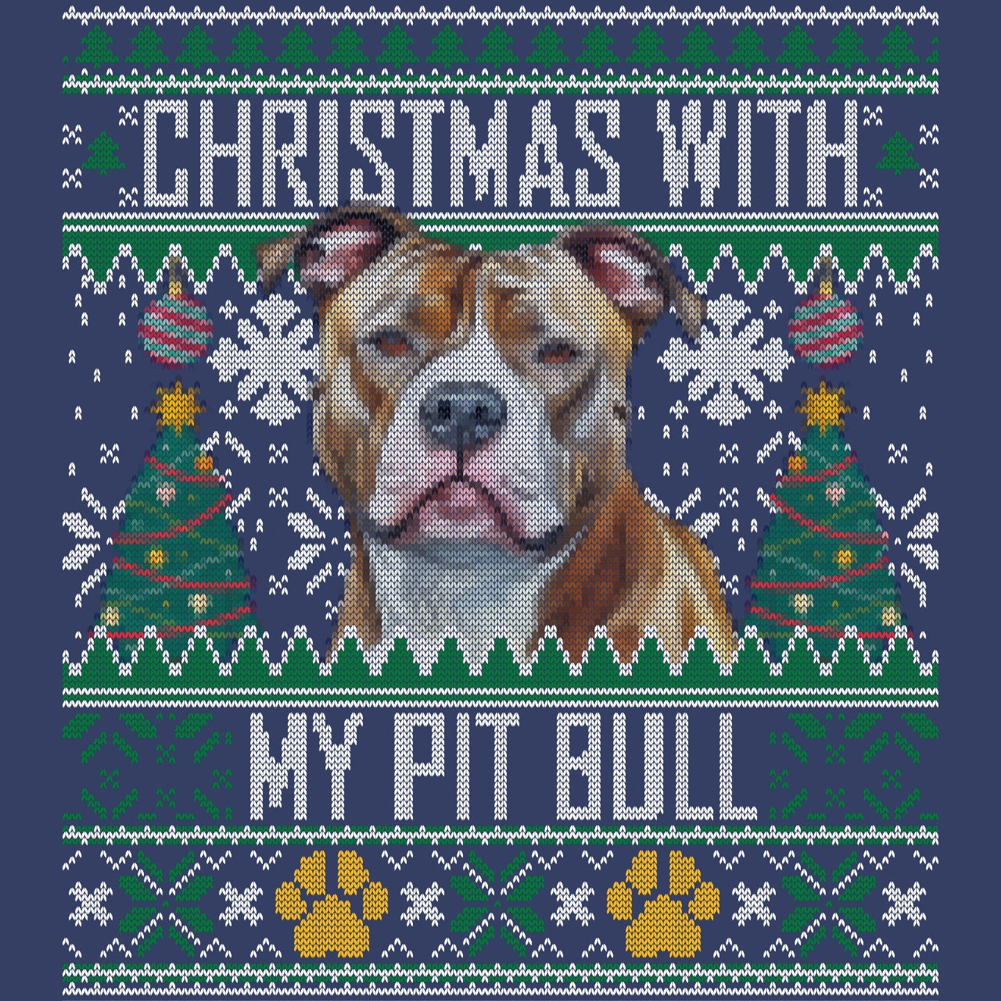 Ugly Sweater Christmas with My American Pit Bull Terrier - Adult Unisex Crewneck Sweatshirt