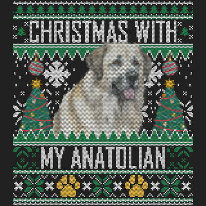 Ugly Sweater Christmas with My Anatolian Shepherd Dog - Women's V-Neck Long Sleeve T-Shirt