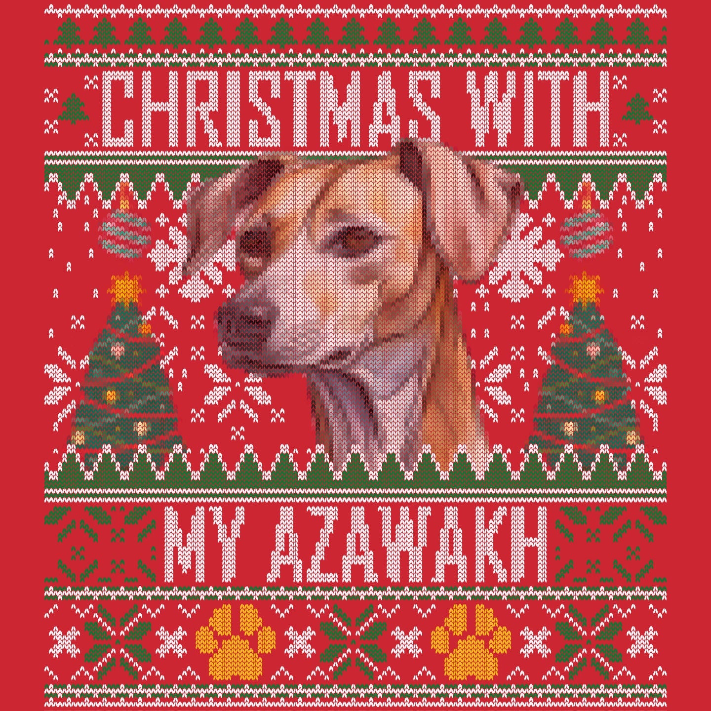 Ugly Sweater Christmas with My Azawakh - Adult Unisex Long Sleeve T-Shirt