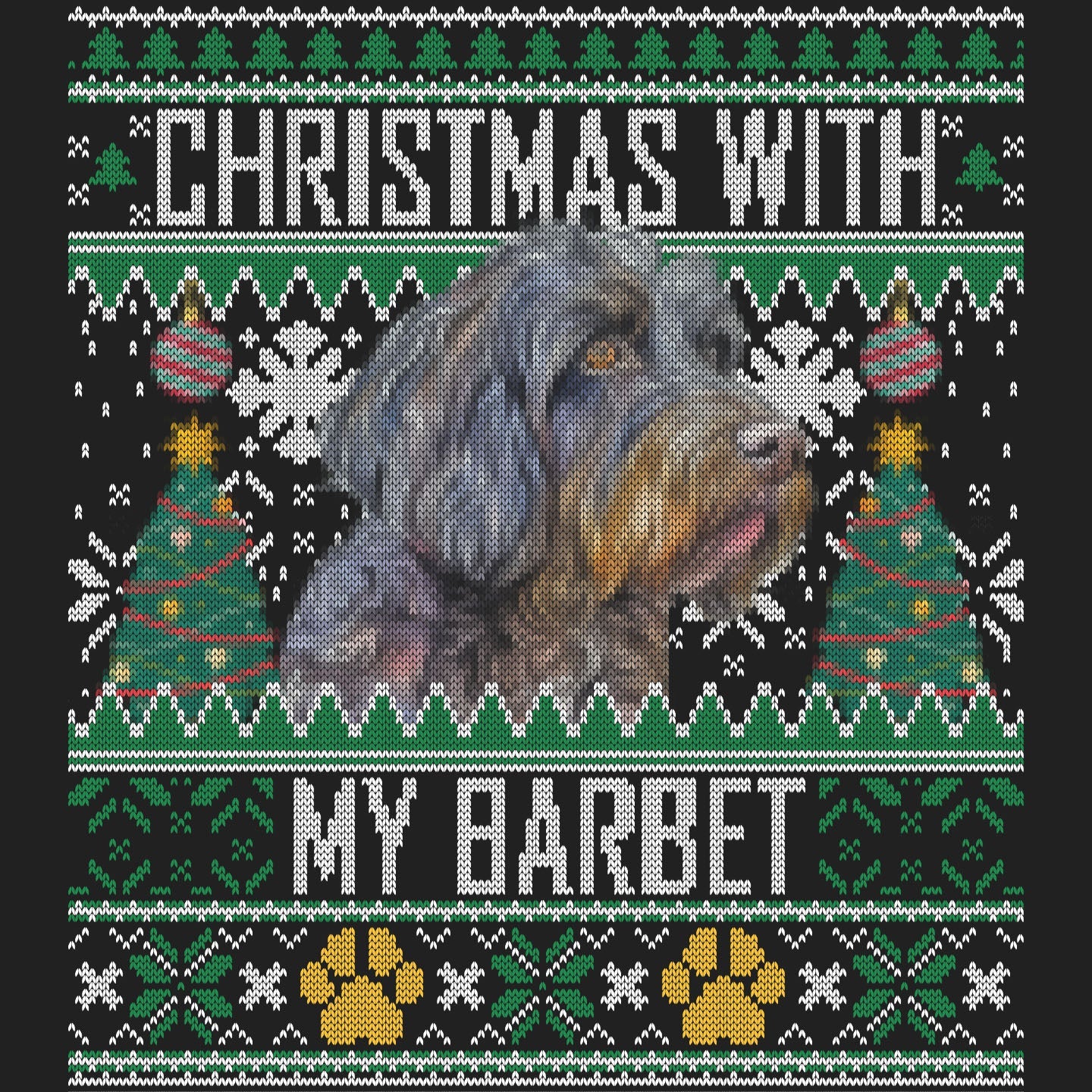 Ugly Sweater Christmas with My Barbet - Women's V-Neck Long Sleeve T-Shirt
