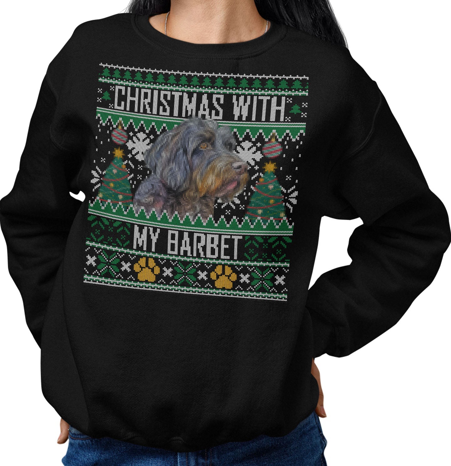 Ugly Sweater Christmas with My Barbet - Adult Unisex Crewneck Sweatshirt