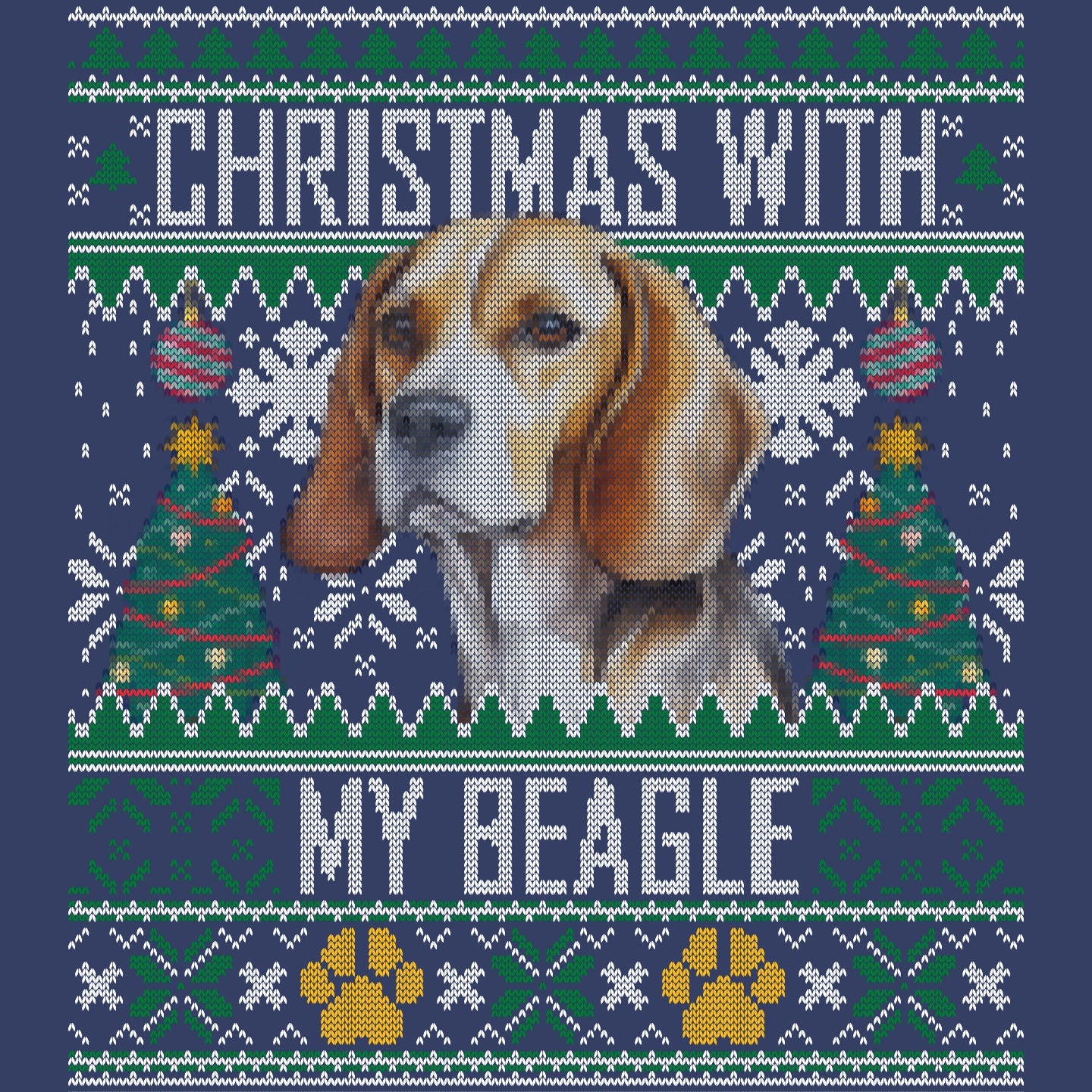 Ugly Sweater Christmas with My Beagle - Adult Unisex Crewneck Sweatshirt