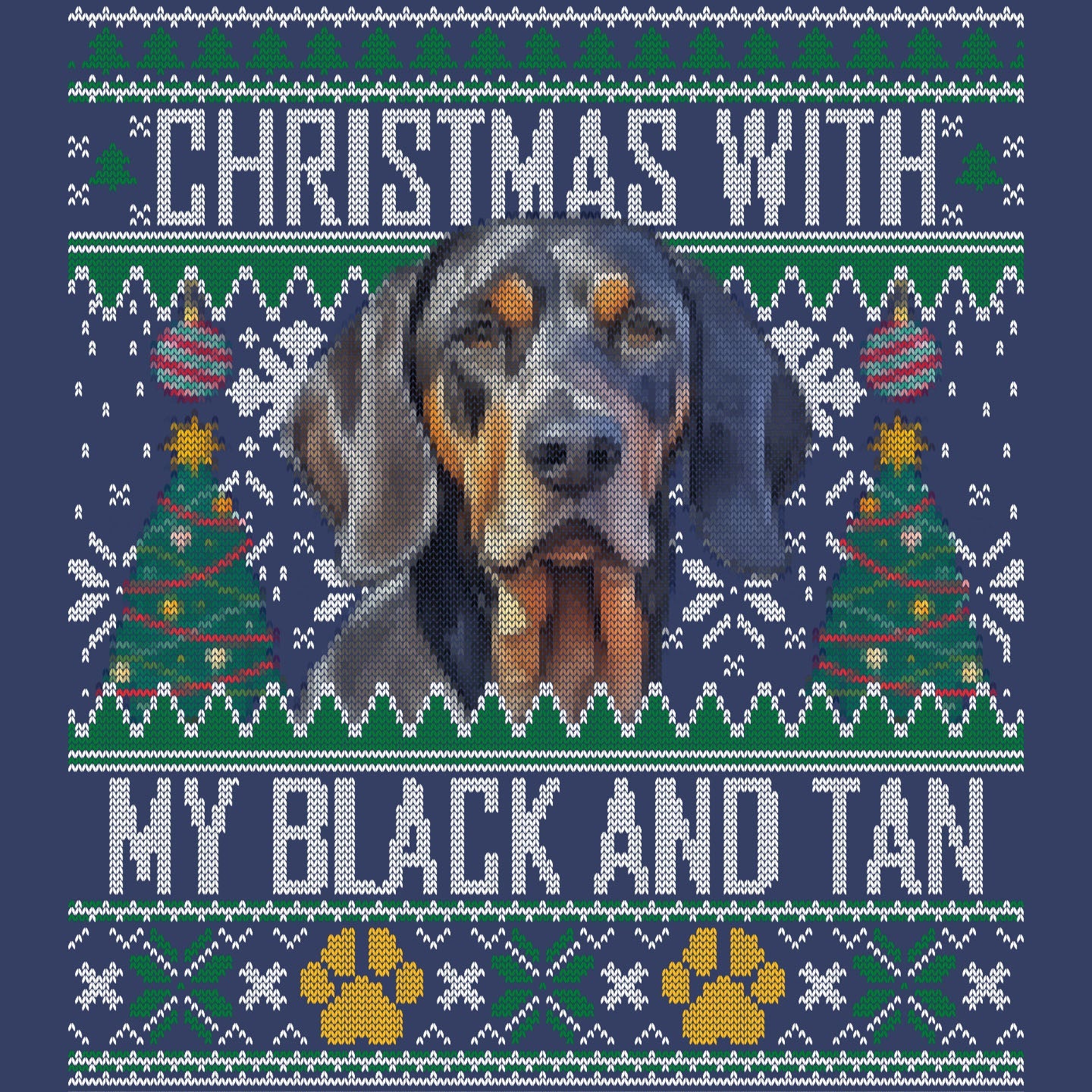 Ugly Sweater Christmas with My Black and Tan Coonhound - Adult Unisex Crewneck Sweatshirt