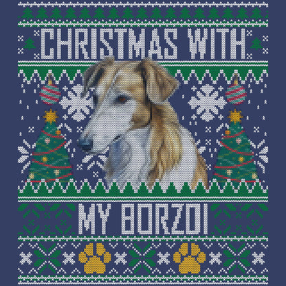 Ugly Sweater Christmas with My Borzoi - Adult Unisex Crewneck Sweatshirt