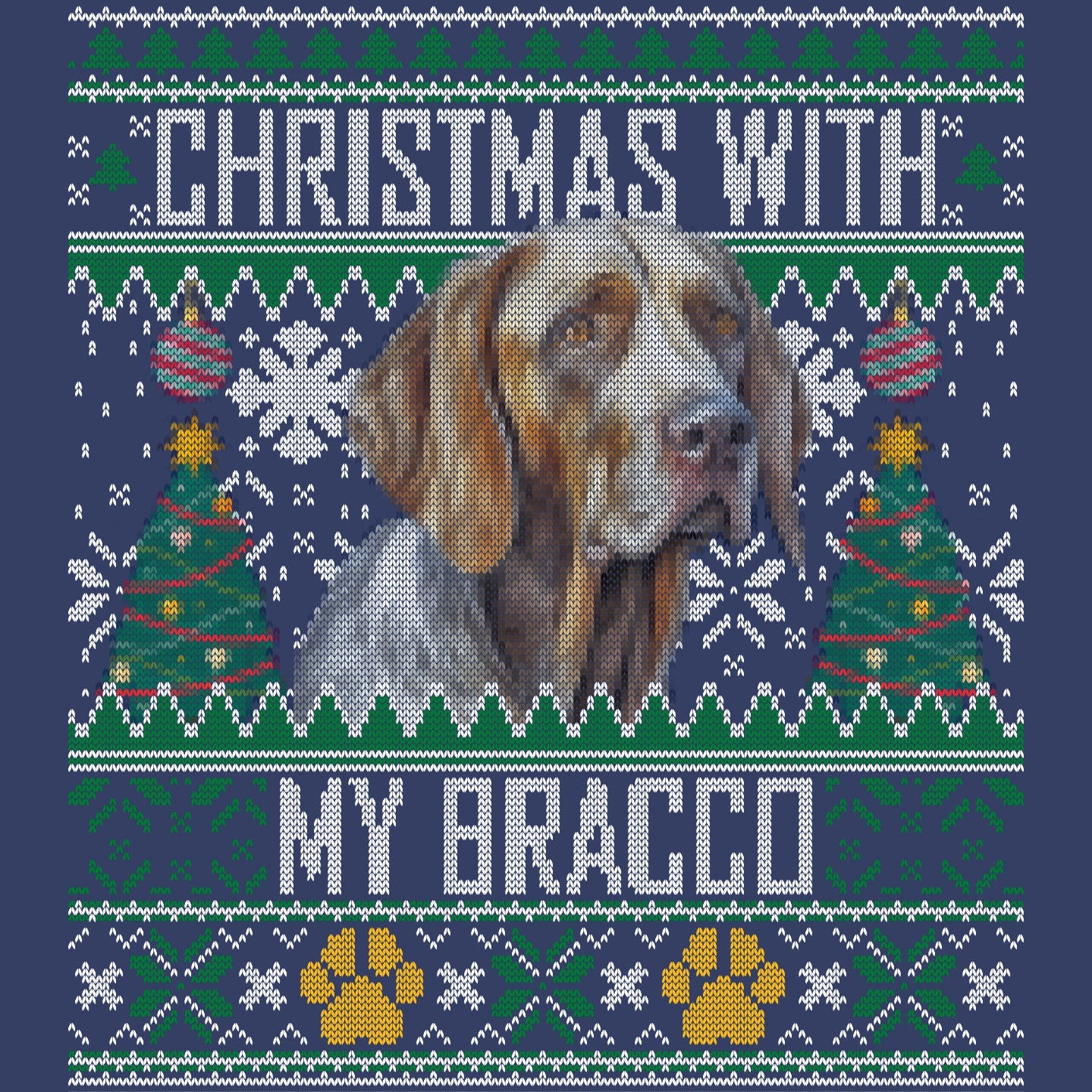 Ugly Sweater Christmas with My Bracco Italiano - Adult Unisex Crewneck Sweatshirt
