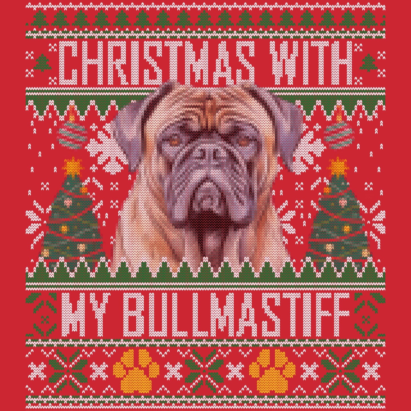 Sweatshirt Mignon Mastiff Arbre De Noël – Cadeau Pour Propriétaire De Chien, Style Vintage Et Festif - 10