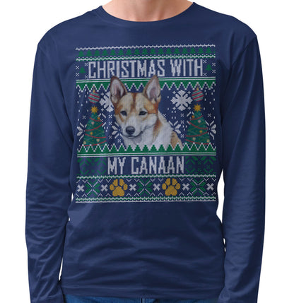 Ugly Sweater Christmas with My Canaan Dog - Adult Unisex Long Sleeve T-Shirt